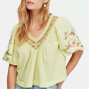 Free People Bohemia embroidered top